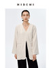HIDEMI 水洗亚麻自然原色V领西装极简口袋开衩设计感西装式上衣 商品缩略图5