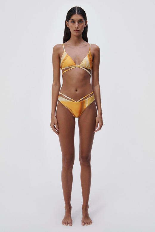 Jonathan Simkhai-Emmalyn Marble Printed Swimwear Strappy Bikini Bottom-Zinnia Marble-乔纳森·希姆凯-女装-橙印花 商品图2