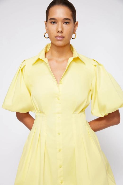 Jonathan Simkhai-CLEO COTTON POPLIN BALLOON PINTUCK MINI DRESS-LIMONCELLO-乔纳森·希姆凯-女装-黄绿色 商品图4