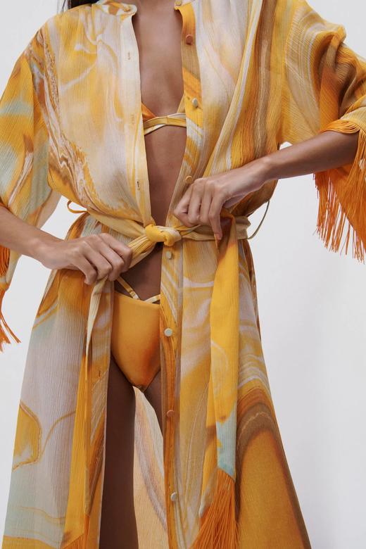 Jonathan Simkhai-Odelia Marble Printed Cover-Ups Mini Dress-Zinnia Marble-乔纳森·希姆凯-女装-橙印花 商品图1