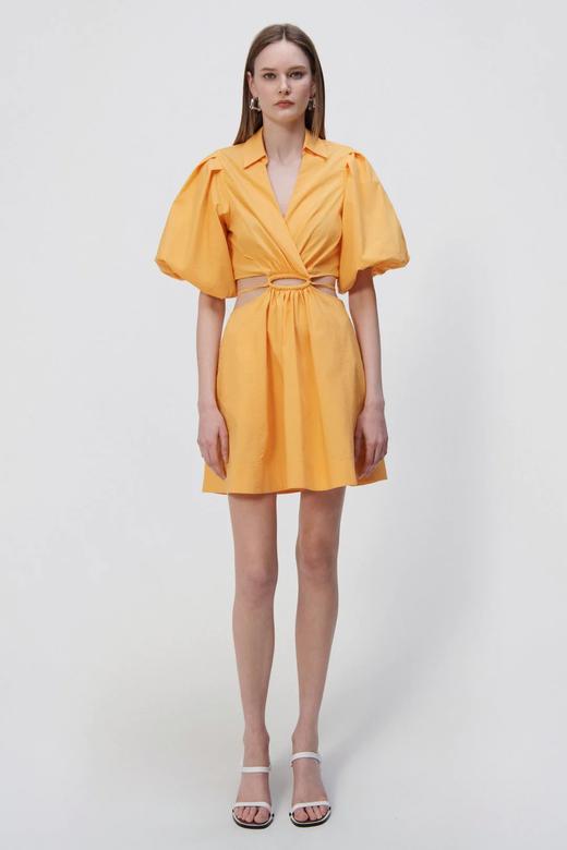 Jonathan Simkhai-AULORA COTTON POPLIN BALLOON SLEEVE MINI DRESS-ZINNIA-乔纳森·希姆凯-女装-橙色 商品图0
