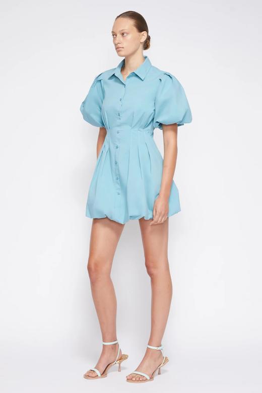 Jonathan Simkhai-CLEO COTTON POPLIN BALLOON PINTUCK MINI DRESS-CELESTE BLUE-乔纳森·希姆凯-女装-蓝色 商品图4