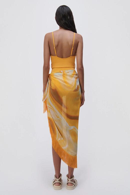 Jonathan Simkhai-Eloise Marble Printed Cover-Ups Sarong Mini Skirt-Zinnia Marble-乔纳森·希姆凯-女装-橙印花 商品图5
