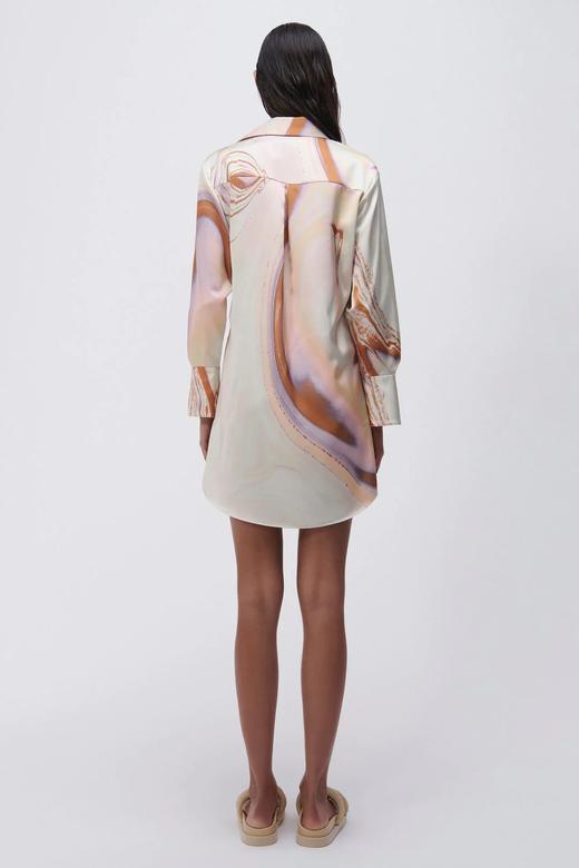 Jonathan Simkhai - ROMA MARBLE SATIN DRAPED FRONT MINI DRESS - SEAFOAM MARBLE-乔纳森·希姆凯-女装-海泡印花 商品图5