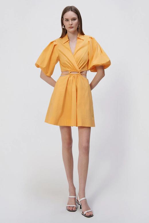 Jonathan Simkhai-AULORA COTTON POPLIN BALLOON SLEEVE MINI DRESS-ZINNIA-乔纳森·希姆凯-女装-橙色 商品图2