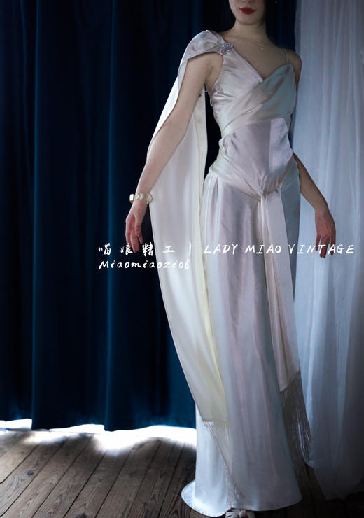 #1309【复团】喵娘精工@《月华倾落》性感露背缎面礼服连衣裙 商品图3