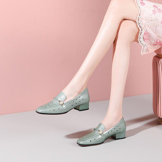 春夏新款，洞洞通勤平头超迁皮小皮鞋YSML-A053-076 商品图1