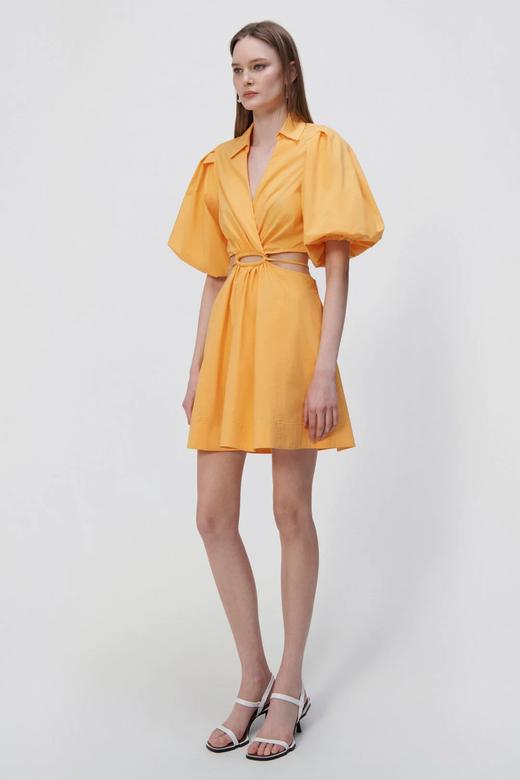 Jonathan Simkhai-AULORA COTTON POPLIN BALLOON SLEEVE MINI DRESS-ZINNIA-乔纳森·希姆凯-女装-橙色 商品图1