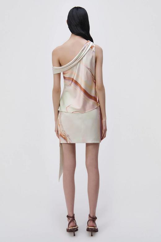Jonathan Simkhai-Mae Marble Printed Satin Draped Mini Skirt-Seafoam Marble-乔纳森·希姆凯-女装-海泡印花 商品图5