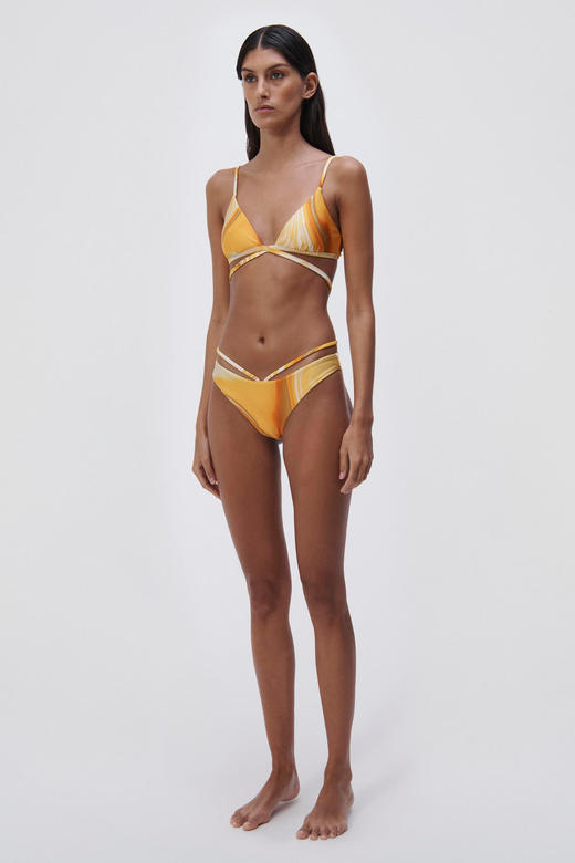Jonathan Simkhai-Emmalyn Marble Printed Swimwear Strappy Bikini Bottom-Zinnia Marble-乔纳森·希姆凯-女装-橙印花 商品图3