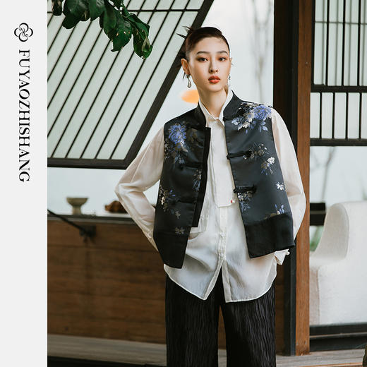 扶摇系列  新中式提花流苏盘扣中式马甲百搭 商品图4