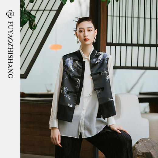 扶摇系列  新中式提花流苏盘扣中式马甲百搭 商品图1