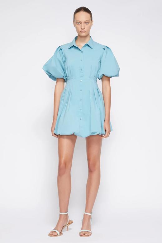 Jonathan Simkhai-CLEO COTTON POPLIN BALLOON PINTUCK MINI DRESS-CELESTE BLUE-乔纳森·希姆凯-女装-蓝色 商品图3