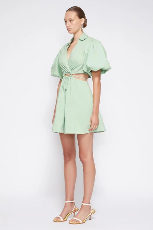 Jonathan Simkhai-AULORA COTTON POPLIN BALLOON SLEEVE MINI DRESS-SPRING GREEN-乔纳森·希姆凯-女装连衣裙-绿色 商品图4