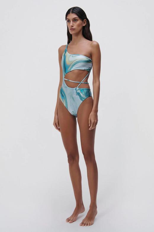 Jonathan Simkhai-Stormi Marble Printed Swimwear Strappy One Piece-Laguna Marble-乔纳森·希姆凯-女装-蓝印花 商品图1