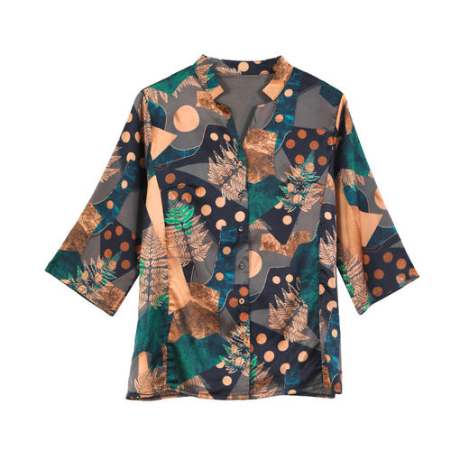 DD-重磅真丝衬衫女装2023夏季新款妈妈装时尚印花复古遮肉显瘦上衣 商品图4