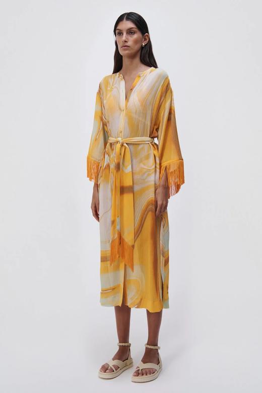 Jonathan Simkhai-Odelia Marble Printed Cover-Ups Mini Dress-Zinnia Marble-乔纳森·希姆凯-女装-橙印花 商品图2