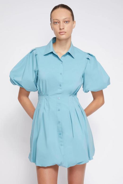 Jonathan Simkhai-CLEO COTTON POPLIN BALLOON PINTUCK MINI DRESS-CELESTE BLUE-乔纳森·希姆凯-女装-蓝色 商品图1