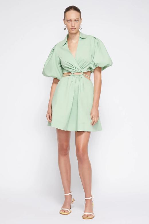 Jonathan Simkhai-AULORA COTTON POPLIN BALLOON SLEEVE MINI DRESS-SPRING GREEN-乔纳森·希姆凯-女装连衣裙-绿色 商品图3