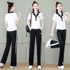 夏季新款，时尚显瘦运动休闲套装女韩系V领短袖T恤阔腿裤两件套ZYR-8303 商品缩略图1