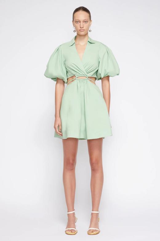 Jonathan Simkhai-AULORA COTTON POPLIN BALLOON SLEEVE MINI DRESS-SPRING GREEN-乔纳森·希姆凯-女装连衣裙-绿色 商品图2