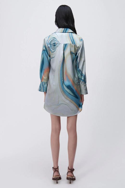 Jonathan Simkhai-ROMA MARBLE SATIN DRAPED FRONT MINI DRESS-LAGUNA MARBLE PRINT-乔纳森·希姆凯-女装-蓝印花 商品图4