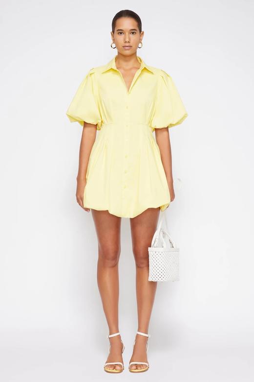 Jonathan Simkhai-CLEO COTTON POPLIN BALLOON PINTUCK MINI DRESS-LIMONCELLO-乔纳森·希姆凯-女装-黄绿色 商品图3