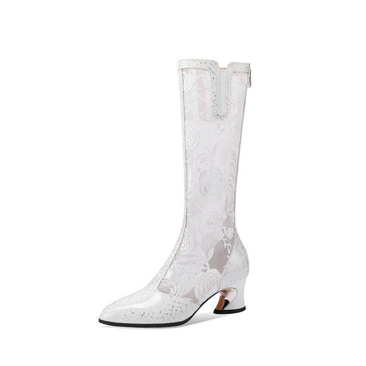 春夏新款，尖头拼接蕾丝网纱长靴YSML-D788-158 商品图6