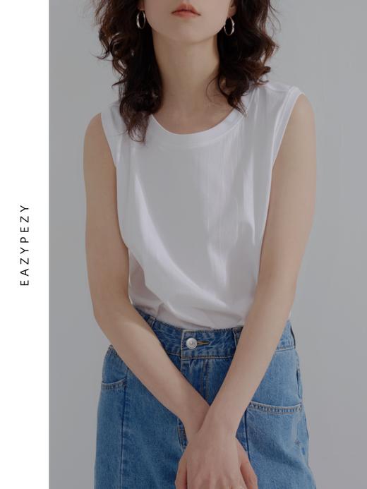 EAZYPEZY 2023SS 圆领长绒棉无袖背心T恤 商品图1