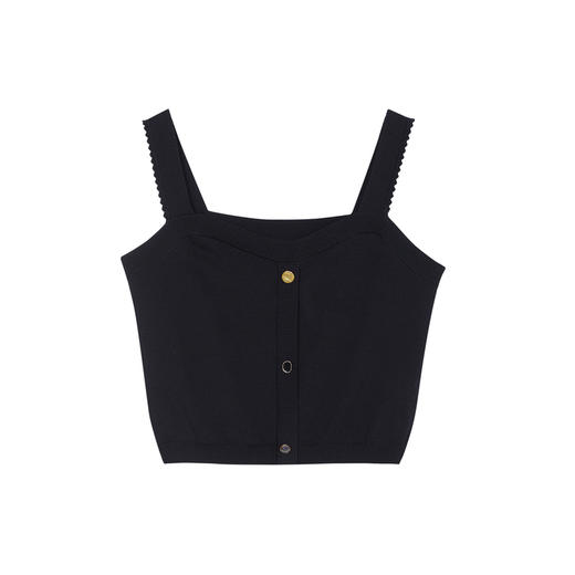 谜底2023夏新款针织衫背心女时尚百搭纯色吊带短款上衣232MZ0877 商品图4