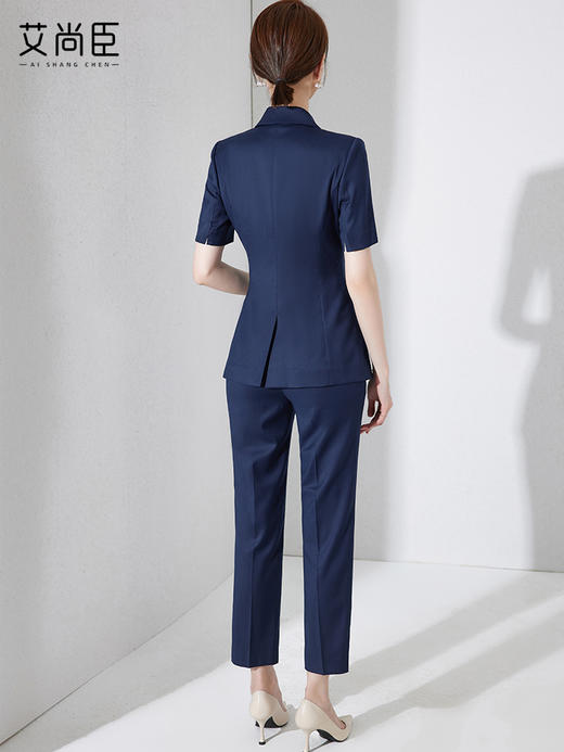 藏青色西装套装女夏季2023新款职业装正装短袖薄款休闲小西服外套 商品图3