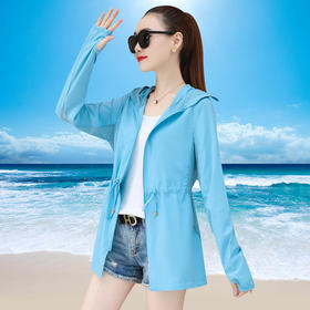 中长款胖MM宽松大码防晒服女轻薄款沙滩外套TR-TL206618