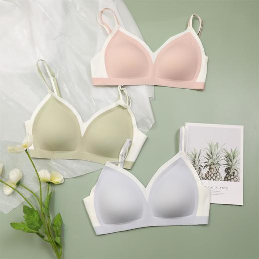 熳洁儿 聚拢裸感无痕清新撞色文胸无钢圈无尺码聚拢内衣文胸22251503 商品图0