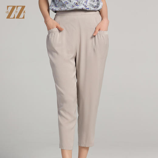 佐尔美夏季新款 时尚桑蚕丝真丝直插袋长裤女E22KS71 商品图0