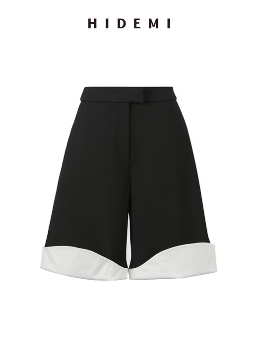 HIDEMI 黑白拼接双面极简设计感宽腿短裤 商品图0