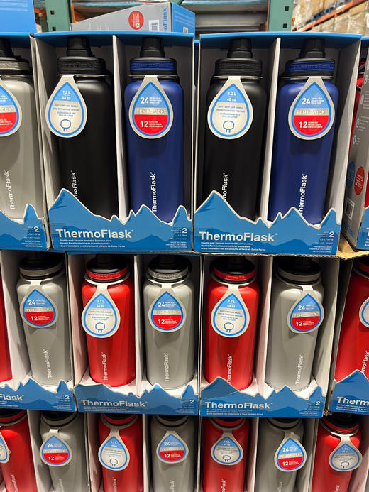 thermoflask 新款双层真空绝缘不锈钢保冷保温杯710ml两个装!