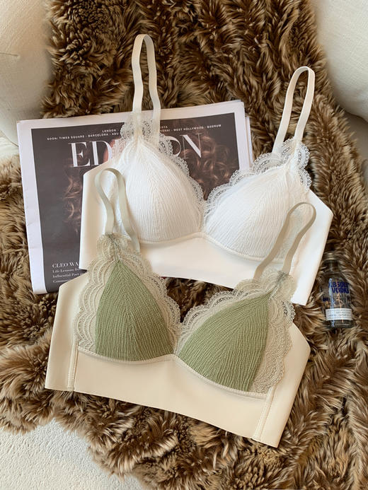 【大熊显小防下垂纯欲薄款】法式蕾丝纯欲风内衣女无痕大胸显小三角杯收副乳防下垂文胸罩 商品图2