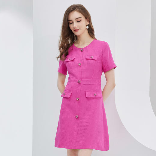 NF892斯尔丽瑟俪2023春夏新品小香风火龙果亮色活泼减龄OL气质连衣裙 商品图2