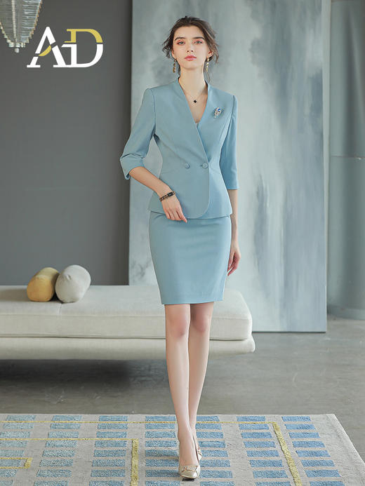 AD西装工作服女职业气质套装高端美容院前台工装商务接待工装套裙 商品图1