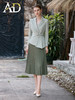 AD春季洋气绿色西装外套女士收腰西服高级感时尚两件套百褶半裙子 商品缩略图2