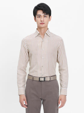callisto卡其条纹全棉法式领衬衫  SRSTL048C