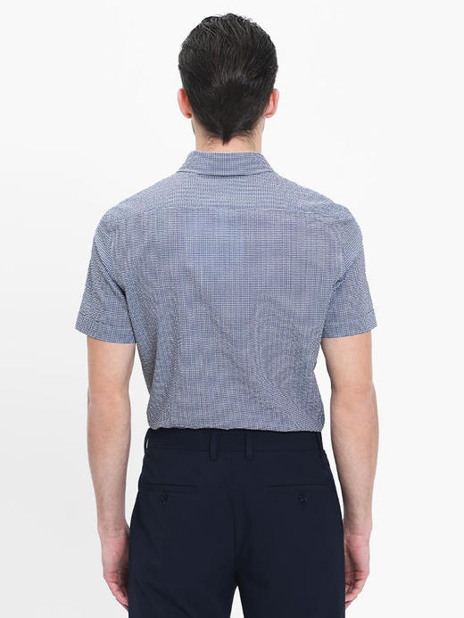 callisto蓝白棋盘格全棉泡泡意式领衬衫 SRCSS031H 商品图2