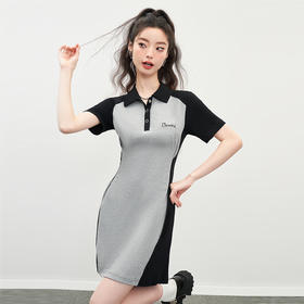 西遇学院风连衣裙女夏季新款POLO领收腰显瘦气质修身短裙10930660