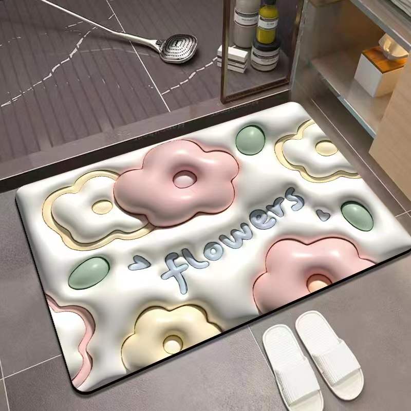 3D立体膨胀趣味地垫 硅藻泥吸水垫卫生间吸收厕所门口地毯防滑脚垫