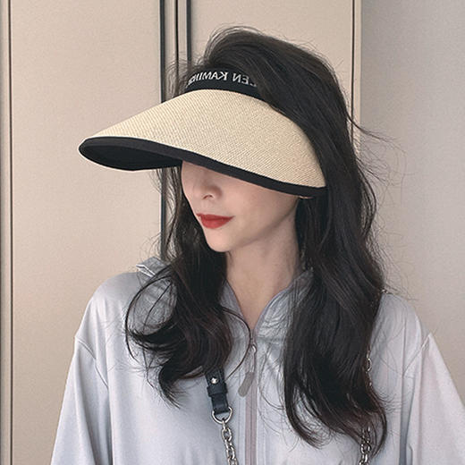 【轻盈防晒】小香黑胶uv防晒空顶帽  拉菲草编 加大帽檐  升级内里黑胶uv 全脸防晒 商品图8