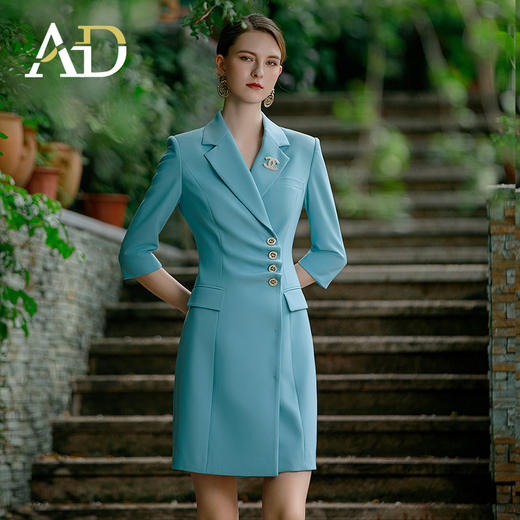 AD春夏浅色职业装连衣裙女播音艺考主持人正装套装气质女神范裙子 商品图2