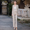 AD女士新款西装外套米杏色洋气阔腿裤时尚两件套干练气质女装套装 商品缩略图3