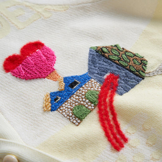 谜底2023夏季新款短款针织开衫女V领泡泡袖针织衫短袖232MZ0890 商品图3