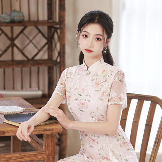 春夏新款，日常出游奥戴A字版大摆裙改良旗袍XL-23130 商品图1