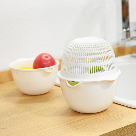 日本进口inomata沥水篮子家用水果蔬菜沥水筛洗菜淘米漏盆 商品图8